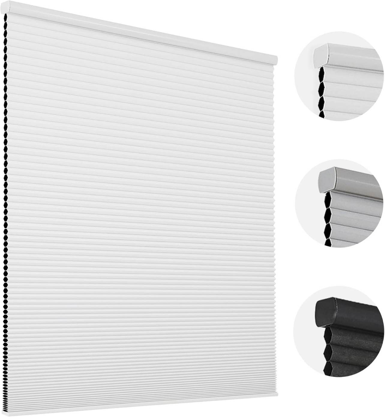 Joydeco Cellular Shades Cordless, Blackout Shades Cellular Blinds for Indoor Windows, Blackout Blinds Honeycomb Blinds Window Shades for Thermal Insulated & Noise Reduction (White, 35" W x 64" H)
