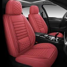 Full Coverage Faux Leather Car Seat Covers Universal Fit for Cars,SUVs,Pick-up Trucks with Waterproof Leatherette in Auto Interior Accessories (Full Set, Wine Red)