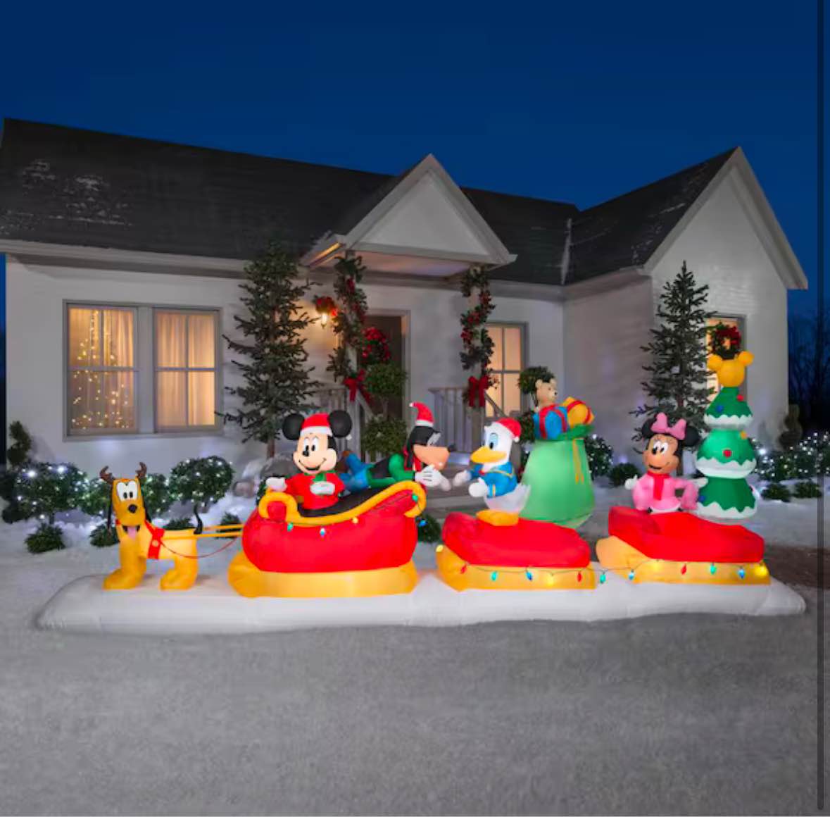 5.8 ft. Tall Animated Airblown-Mickey and Friends Sleigh Scene-Disney (J. Marcus)
