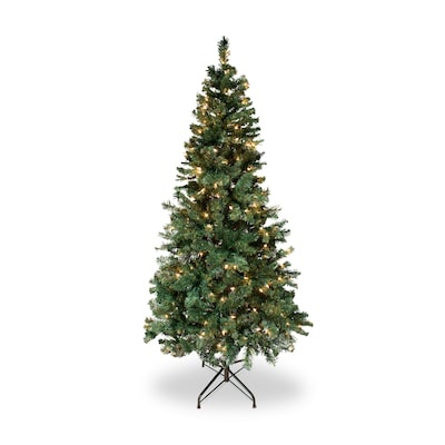 Astella 6-ft Douglas Fir Pre-lit Flocked Artificial Christmas Tree with White Incandescent Lights