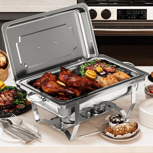8 Packs Full Size Chafing Dish 9L Stainless Steel - 9L 