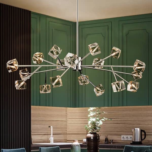  Big Large Modern Sputnik Crystal Chandelier for Living/ Dining Room/ Bedroom/ Foyer/ Kitchen - Chrome  