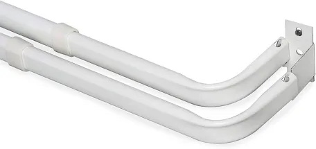 Durable Double Standard White Adjustable Curtain Rod Hardware Included (White, 66" - 120" [Set of 2])