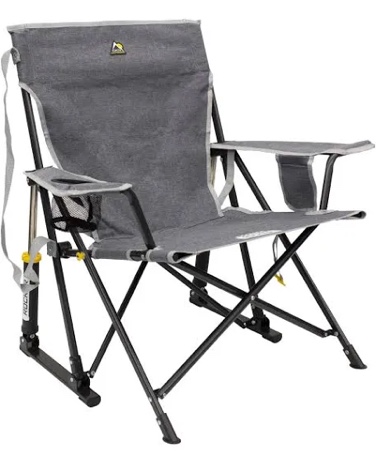 GCI Outdoor Kickback Rocker Foldable Rocking Camp Chair  Heathered Pewter