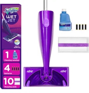 Swiffer WetJet Hardwood and Floor Spray Mop, All-In-One Mopping Cleaner Starter Kit - 11ct
