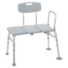 Drive Medical 12011KD-1 Tub Transfer Bench For Bathtub, Height Adjustable Shower Bench with Backrest, Shower Seat Shower Chair Bath Chair for Elderly, Seniors, Arm Support for Transfer, 400 Weight Cap