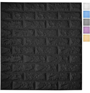 Art3d 20-Pack 115 Sq.Ft Peel and Stick 3D Wall Panels for Interior Wall Decor, Self-Adhesive Foam Brick Wallpaper in Black