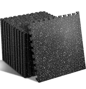 SUPERJARE 0.56 Inch Thick Exercise Equipment Mats, 6 Tiles EVA Foam Mats with Rubber Top, Interlocking Rubber Floor Tiles for Home Gym and Fitness Room, Protective Flooring Mat, 24 in x 24 in