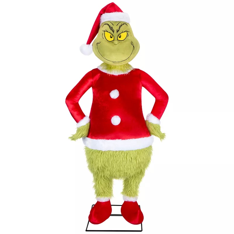 Gemmy 4ft Animated KD Fuzzy Grinch Dr. Seuss, Green