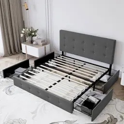 Silvester Upholstered Platform Storage Bed with 4 Drawers