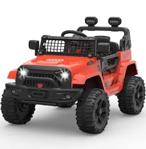 12V Kids Ride On Car Truck with Remote Control & DIY Stickers, Electric Car with 2 Motors&LED Lights