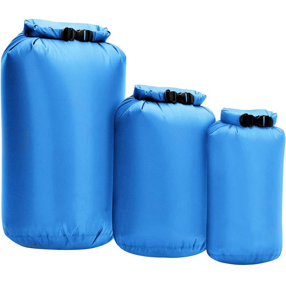 3Pcs Waterproof, Dry Sacks, 8L, 40L, 70L, Organizer Portable Storage Lightweight Float Pouch Keeps Gear Dry for Camping Fishing, Blue