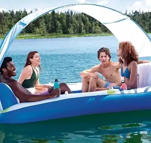 Intex 57252S Sea Breeze Inflatable Floating Island with Canopy 93in x 71in x 63in