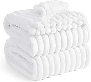 Bedsure White Fleece King Blanket for Couch - Super Soft Cozy Blankets for Women, Cute Small Blanket for Girls, 108x90 Inches