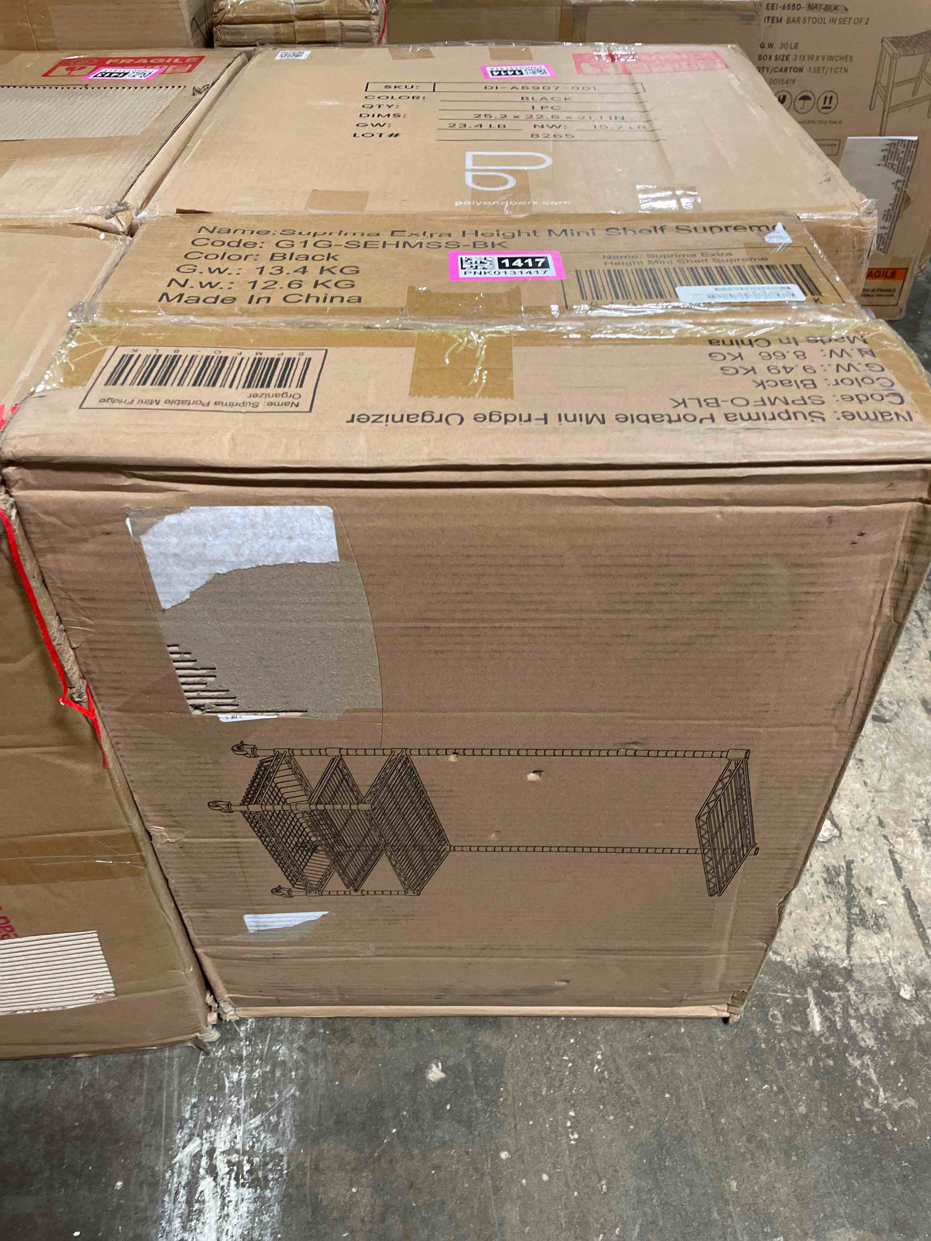 Suprima Portable Mini Fridge Organizer by DormCo Black