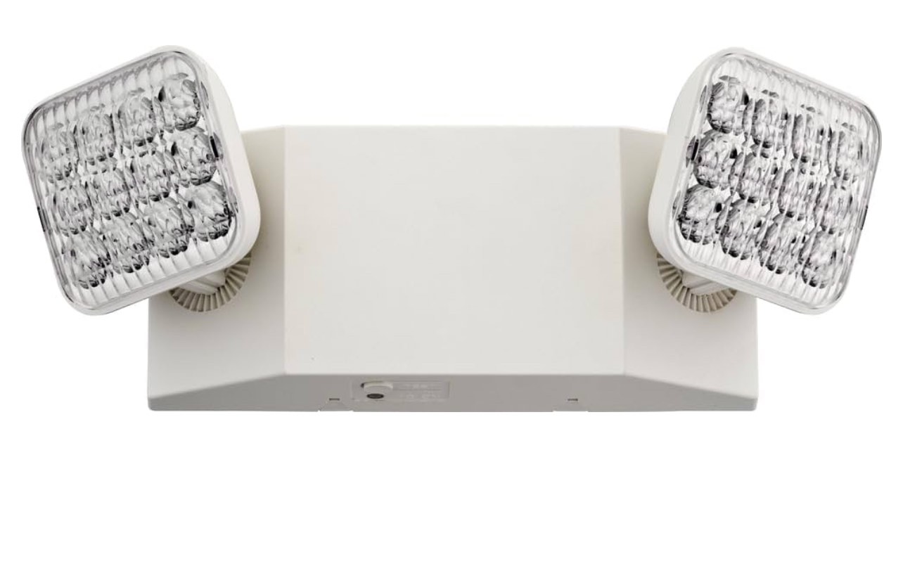 Lithonia Lighting EU2C M6 LED Emergency Light for Office, Business, Restaurants, and Commercial Use, 2 Lamps, 90-Minute Battery Backup Power, Square, Ivory White