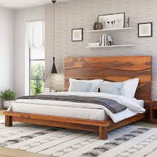 Wooden Platform Bed with Headboard