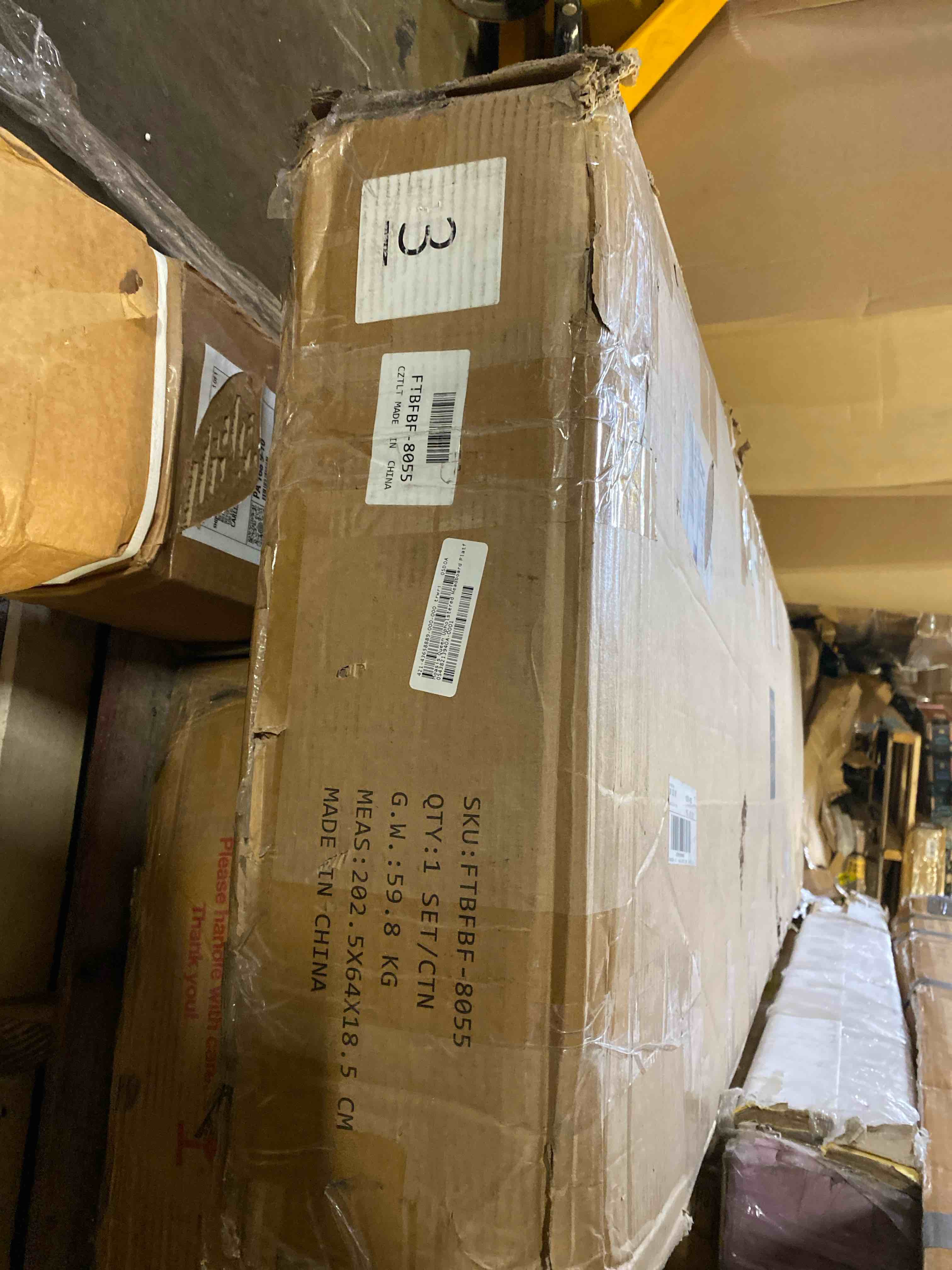 Moasis Queen Linen Upholstered Headboard Frame Platform Bed Grey Queen