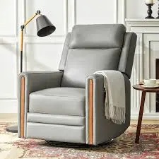 Aymee Genuine Leather Upholstered Swivel Rocker Recliner