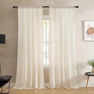 French Connection Charter Crushed 100" x 96" Rod Pocket Window Curtain Pairs