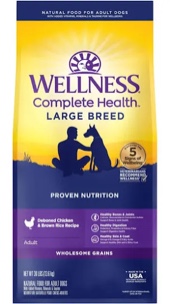 Wellness Complete Health Natural Large Breed Dry Dog Food  Chicken & Rice  30-Pound Bag