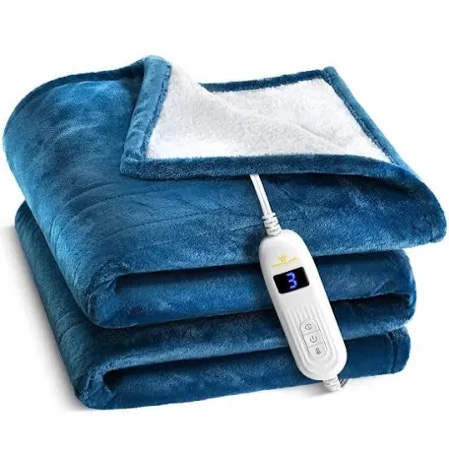 Medical king Heated Blanket, Machine Washable Extremely Soft & Comfortable Electric Blanket Throw Fast Heating with Hand Controller 10 Heating Settings & auto Shut-Off (Blue, 84 x 90)