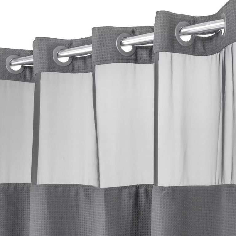 Awesome Home No Hook Waffle Weave Shower Curtain and Liner Set Sheer Window 71"Wx86"L - Grey