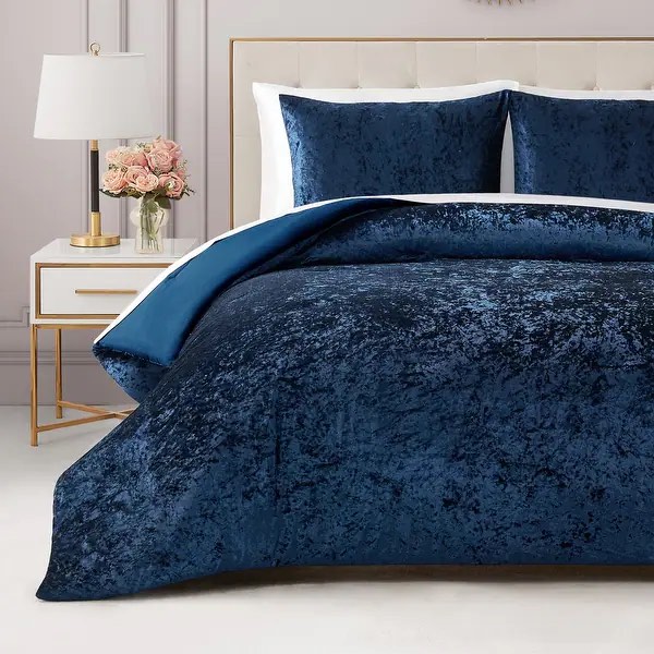 Juicy Couture Crushed Velvet Comforter Set - Heritage Blue - Queen