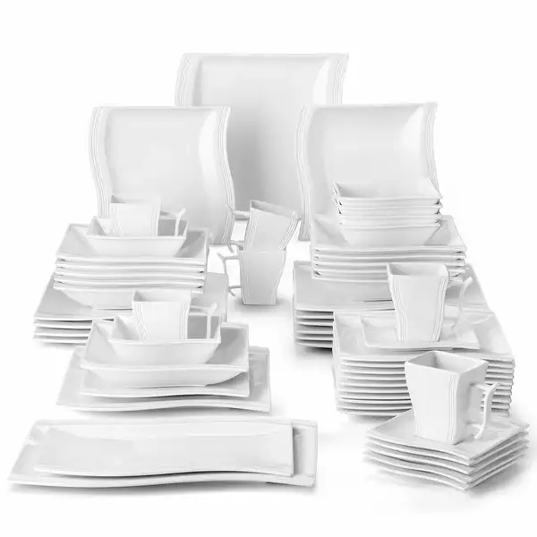 MALACASA Flora Porcelain 30 piece Wavy Modern Dinnerware Set