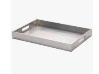 TME Large Ottoman Tray for Living Room-Multipurpose 20" x 14" Gracefully Crafted Decorative Tray Suitable for Both Home and Office Use Silver