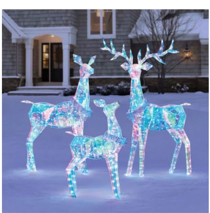 members mark pre lit prismatic deer family 3 piece