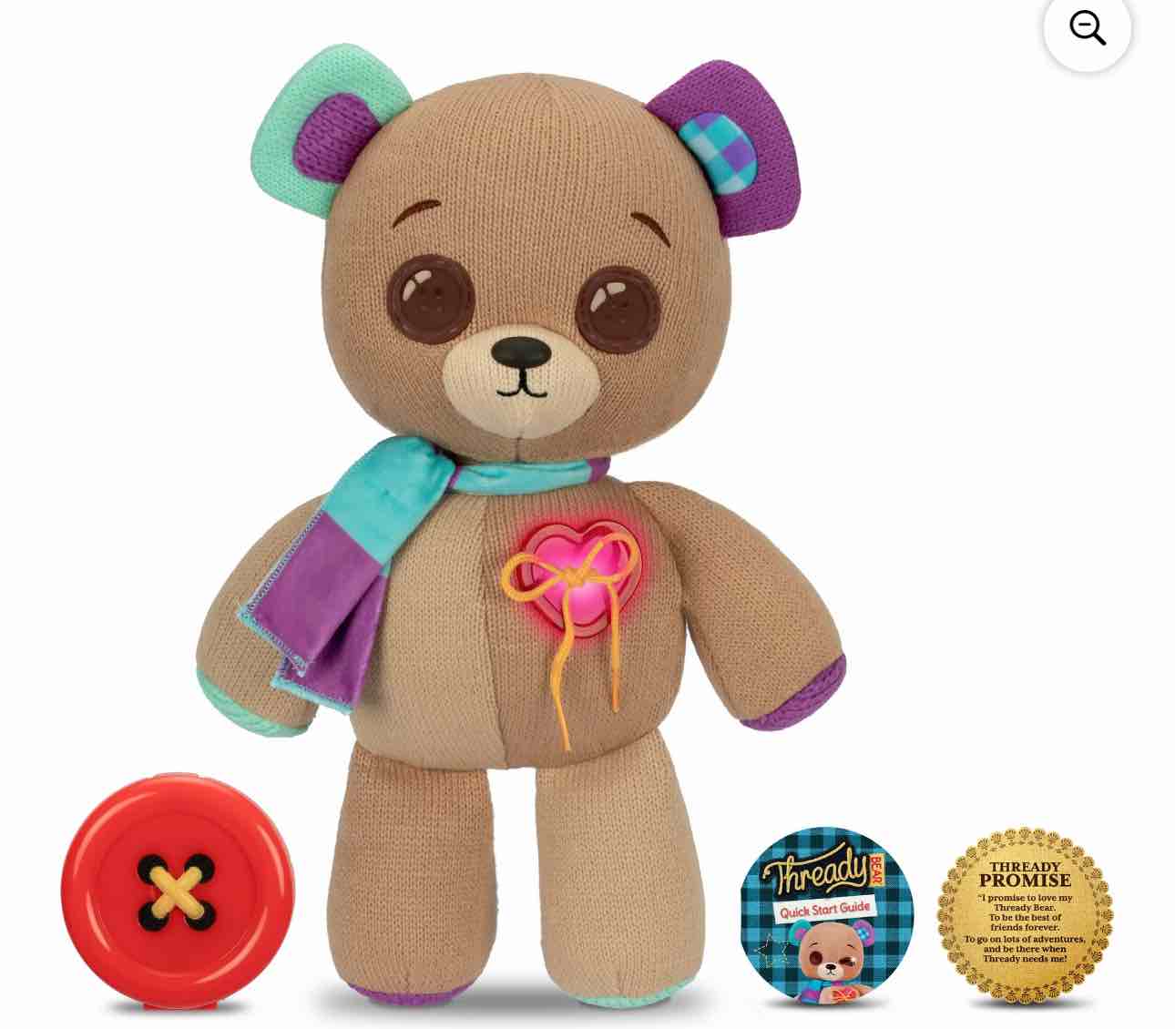Thready Bear, Interactive 14" Plush Teddy Bear, 70+ Expressions & Reactions, Ages 3+