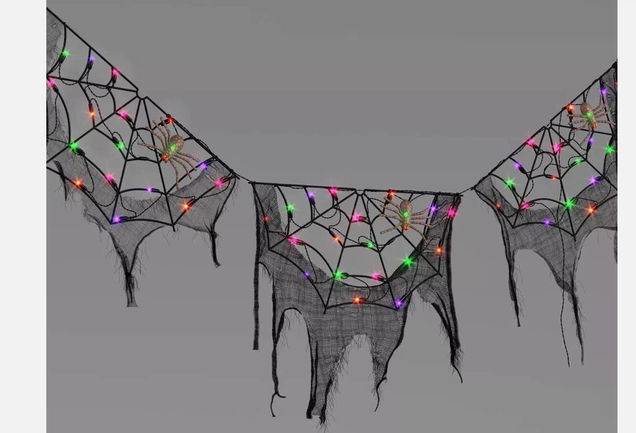 70" LED Lit Spider Webs Gauze Halloween 2024 Silhouette Lights Hyde & EEK