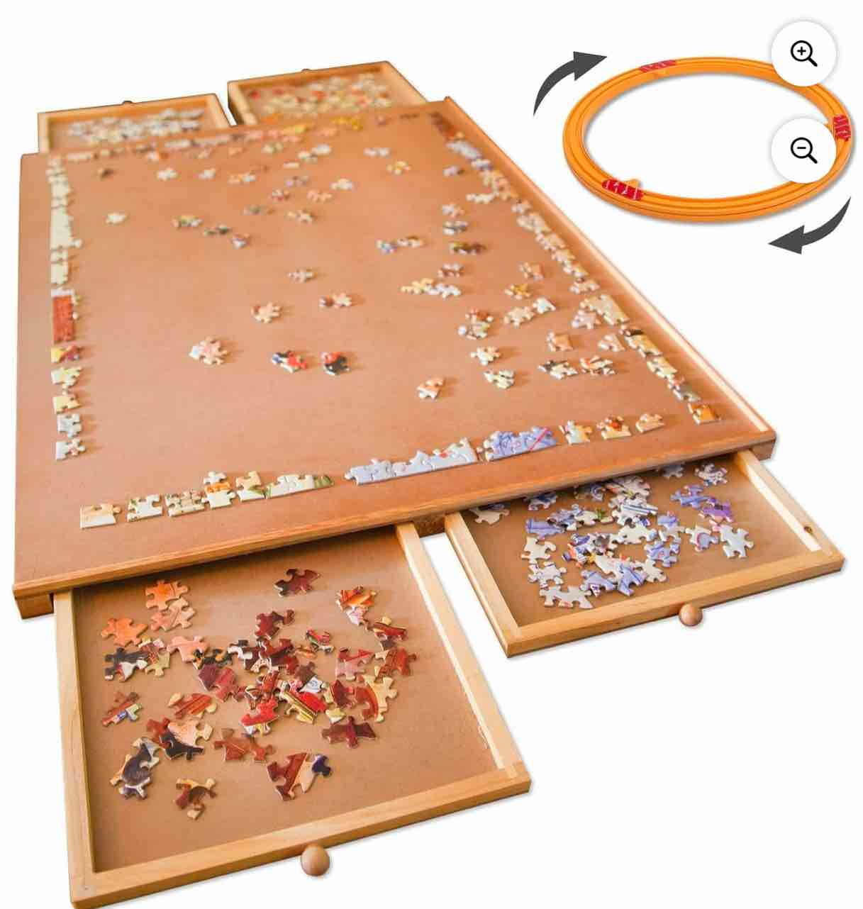 Bits and Pieces 1000 Piece Puzzle Board with Drawers Standard Wooden Plateau (Standard with Spinner)