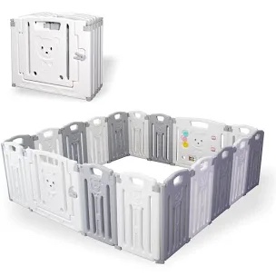 Baby Playpen Kids Activity Centre Safety Play Yard Home Indoor Outdoor New Pen (Multicolour) (White) (18White)