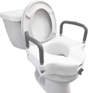 Carex E-Z Lock Raised Toilet Seat With Handles, 5" Toilet Seat Riser with Arms, Handicap Raised Toilet Seat For Seniors and Elevated Toilet Seat