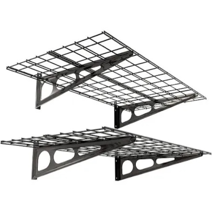 WRC24B  2-Pack 2x4ft 24-inch-by-48-inch Wall Shelf Garage Storage Rack Wall Mounted Floating Shelves&#44; Black