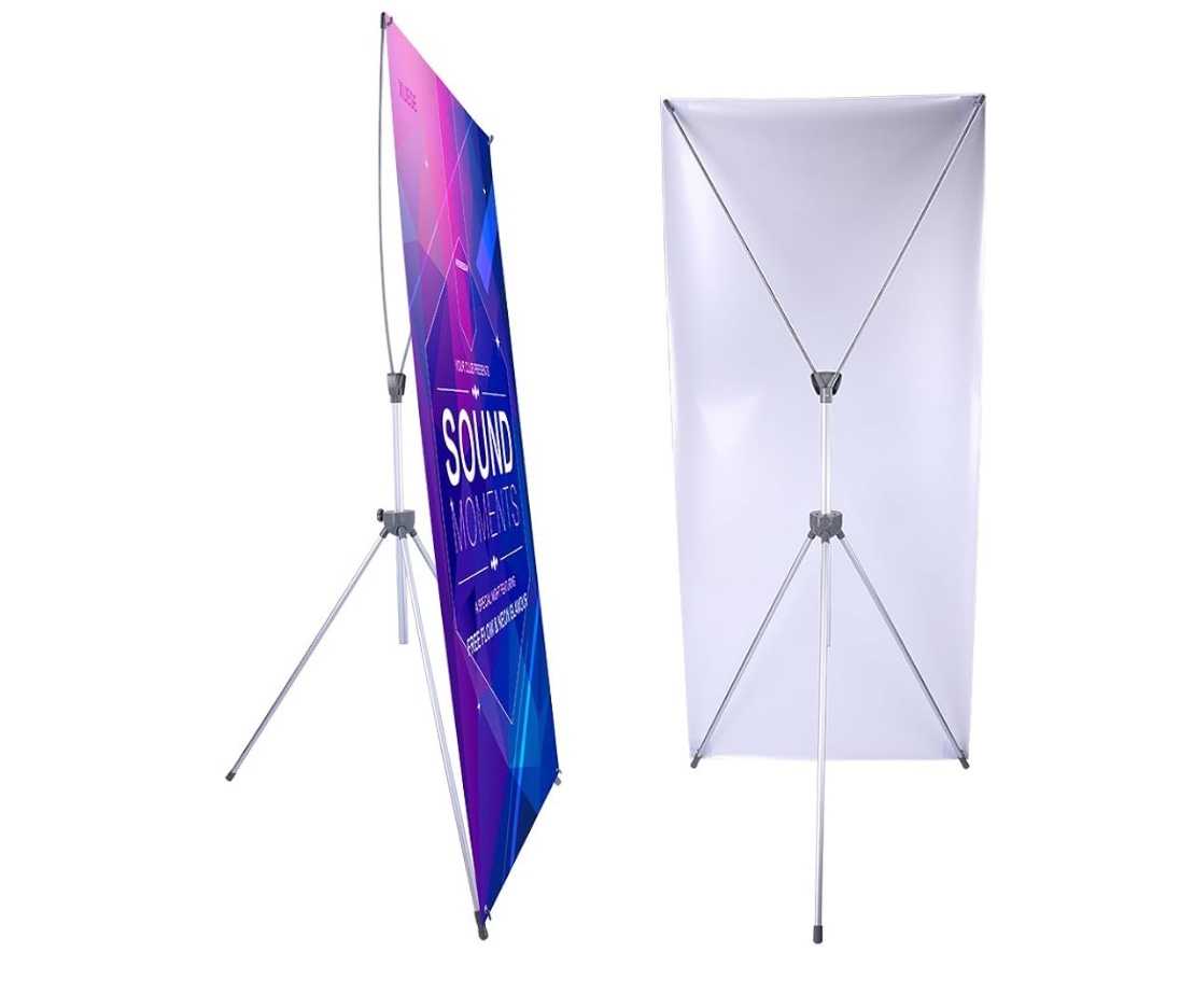 Adjustable X Banner Stand Fits Any Banner Size Width 23" to 32" and Height 63" to 78"