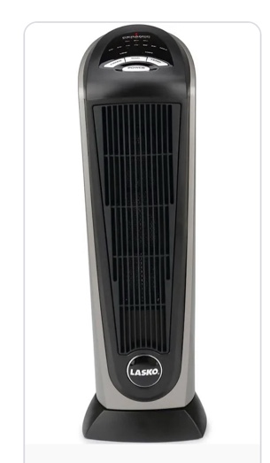 Lasko - Portable Ceramic Tower Space Heater with Remote Control - Black/Silver