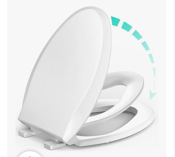 Elongated Toilet Seat with Built-in Potty Training Seat for Toddlers& Adults, Slow Close, Never Loosen, Heavy Duty, Ergonomic, Space Saving Toddler Toilet Seat(Elongated 18.5", Oval)