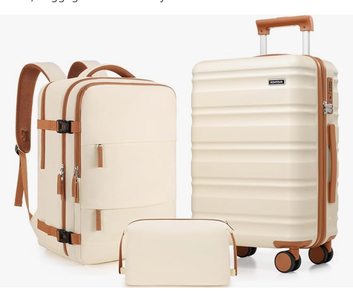 Suitcase Set 3 Piece, 20 IN Carry On Luggage with PC Hard Shell, TSA Lock Spinner Wheels Extension Handle Suitcase Set, Luggage Set With Fully Lined Interior