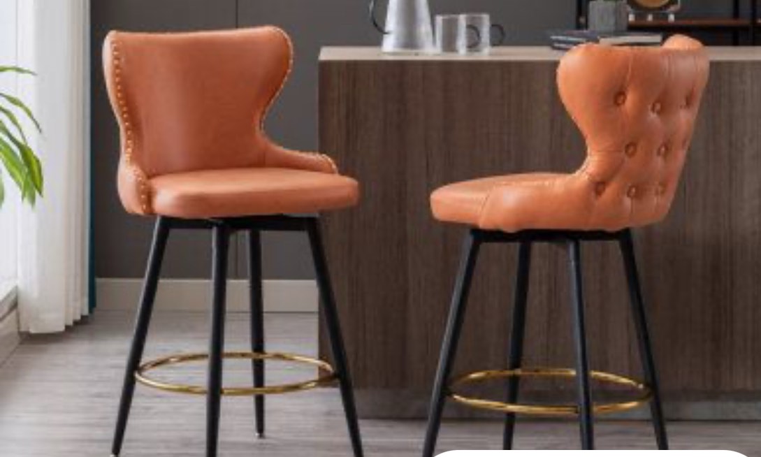 House of Hampton Mankato 25.5" Leathaire Tufted Upholstered Counter Stool,180° Swivel Bar Stool