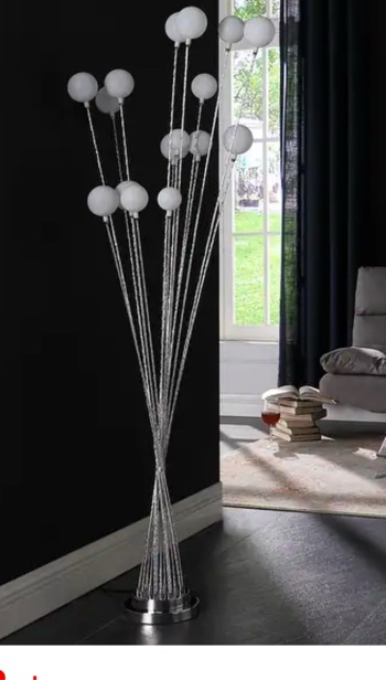 Multi Light Acrylic Globe Aluminum LED Yellow Gold Metal Floor Lamp - Silver - 61.5 In. High
