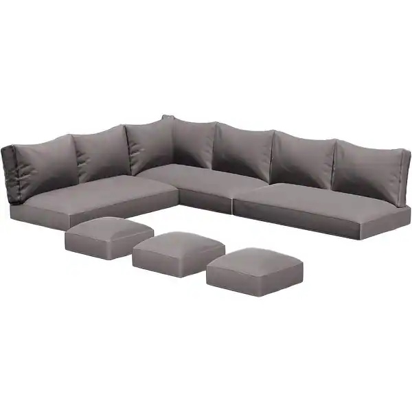 AECOJOY 7 Pieces Patio Furniture Set Outdoor Sectional Sofa Rattan Conversation Set - Cusion Set (Dark Grey)