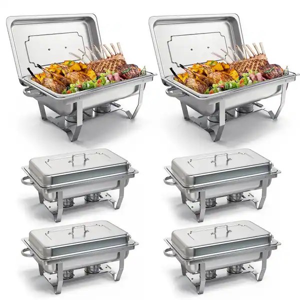 4/6/8 Packs Full Size Chafing Dish 9L Stainless Steel - 9L - 6 Piece