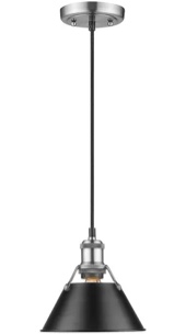 Orwell PW Mini Pendant - 7 in Pewter with Black Shade