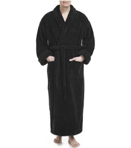 NY Threads Luxurious Men's Shawl Collar Fleece Bathrobe Long Spa Robe