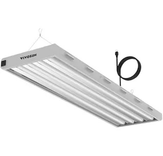 VIVOSUN T5 Grow Lights, 5000 Lumens per 4ft., 216W (4 X 54W), 6500K HO Fluorescent Tubes, with High-Output T5 Light Fixture Bulbs for Indoor Plants, 8ft Power Cord, 2 Hanging Cables, 2 On/off Control
