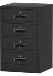 Metal Storage Cabinet with Lockable Drawers for Home Office Bedroom Living Room Organization(Black)