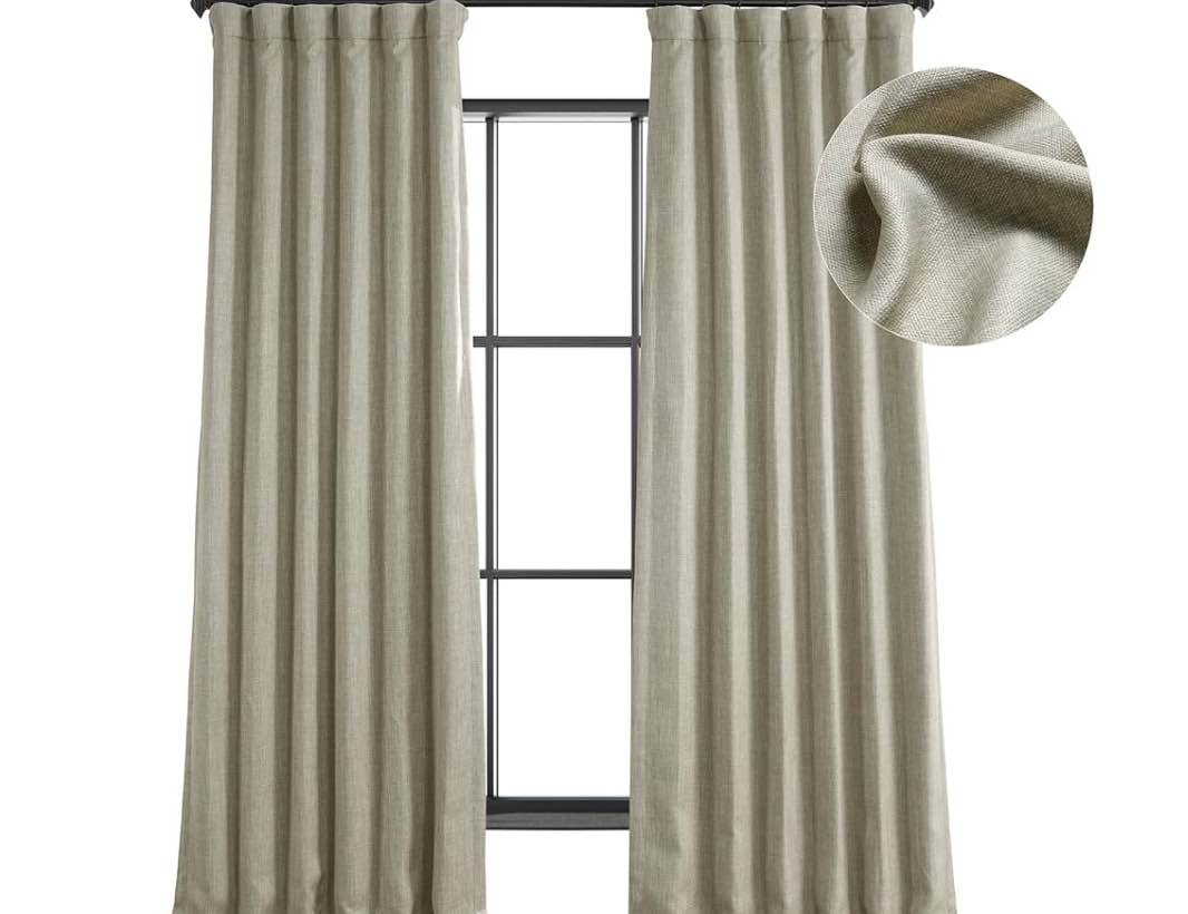 HPD Half Price Drapes Faux Linen Room Darkening Curtains - 96 Inches Long Luxury Linen Curtains for Bedroom & Living Room (1 Panel), 50W X 96L, Birch